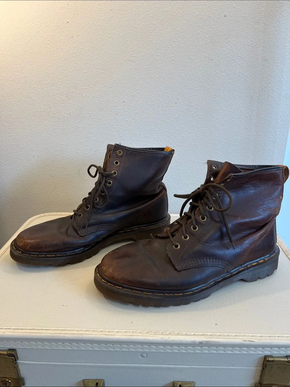 Vintage Dr. Martens Brown 8 Eye Leather Lace-Up Ankle Boots